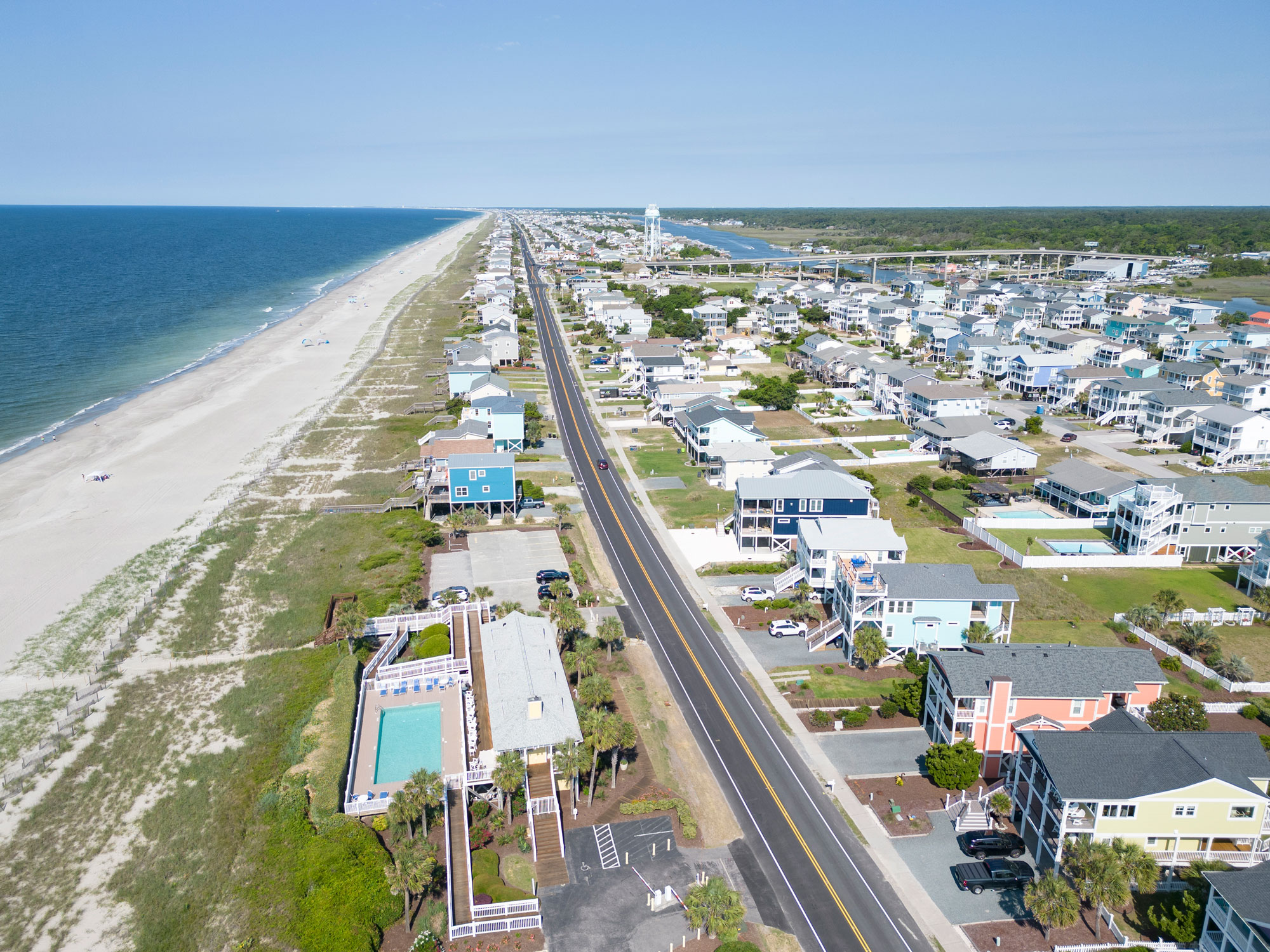 Homes near ocean – aerial view