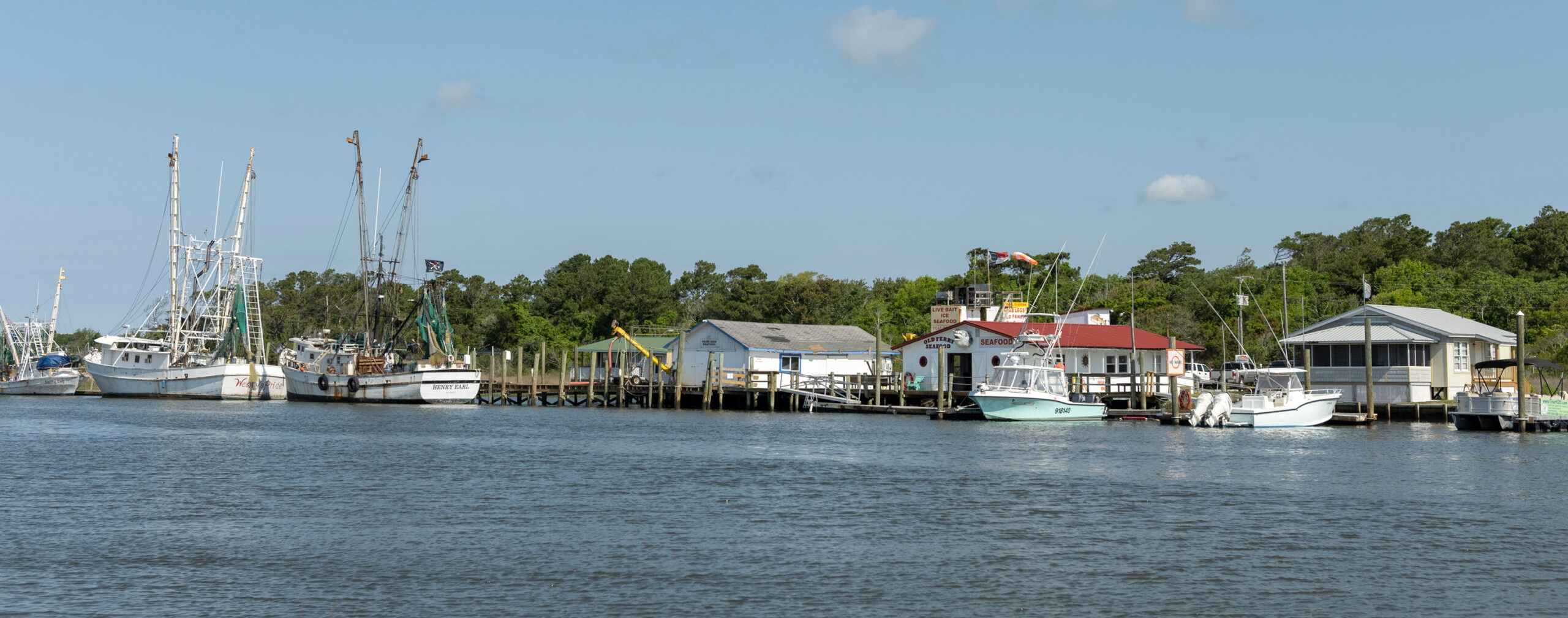 Waterway with fishing boats