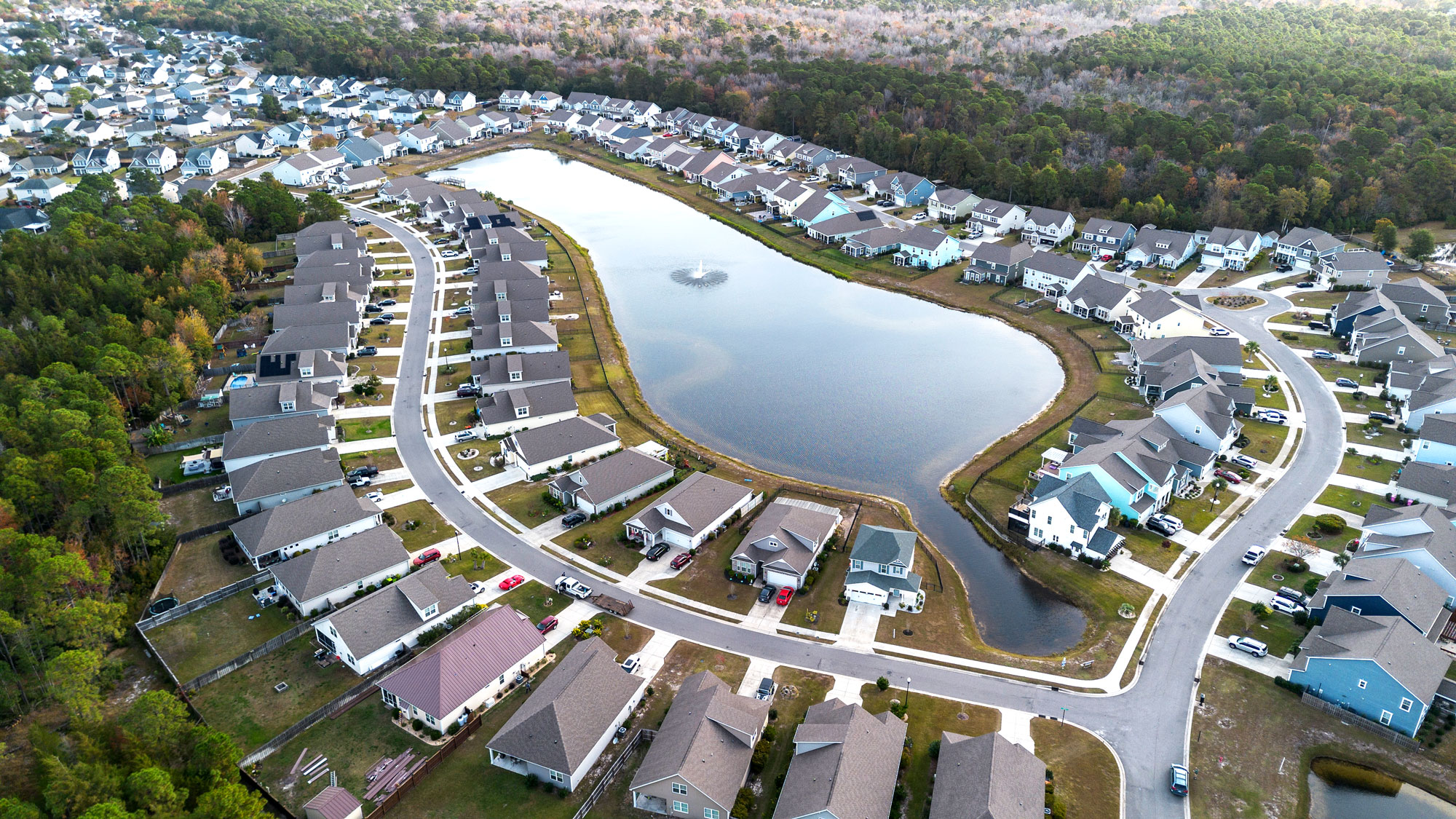 Aerial view of residential community